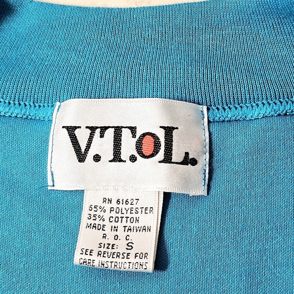 Vintage VTOL Womens Turquoise Blue Quarter-Zip Mock Neck Pullover Size Small - Picture 5 of 6